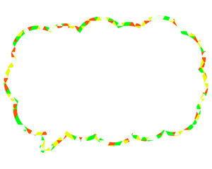 ステンドグラス風吹き出し　三角形模様　細長い雲形