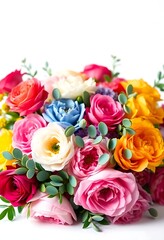 Fototapeta premium bouquet of colorful flowers on a white background