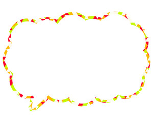 ステンドグラス風吹き出し　三角形模様　細長い雲形