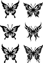 Set of Ornate Butterfly Silhouettes vector design bundle