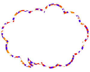 ステンドグラス風吹き出し　三角形模様　丸みのある雲形