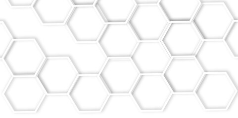 Abstract modern hexagonal effect for line geometric technology 3d white bright hexagon polygonal honeycomb luxury pattern vector white background.