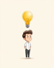 Light bulb over head symbolizing new idea for creative innovation visuals, inspiring light bulb over head symbolizing new idea backgrounds for startup branding, minimalistic light bulb over head