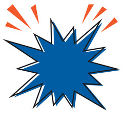 ギザギザ爆弾の丸い版ずれ吹き出しフレーム/青