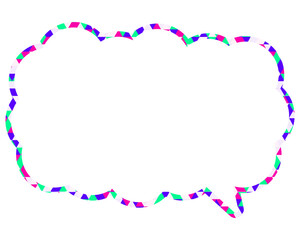 ステンドグラス風吹き出し　三角形模様　細長い雲形