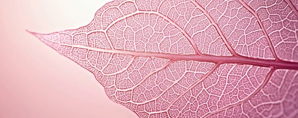 Obraz premium Delicate pink leaf vein structure close-up view