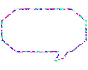 ステンドグラス風吹き出し　三角形模様　細長い八角形