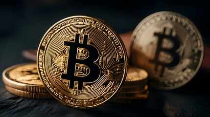 coins floating through a futuristic banking system