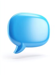 3D Render: Blue Speech Bubble on White Background - Communication Concept