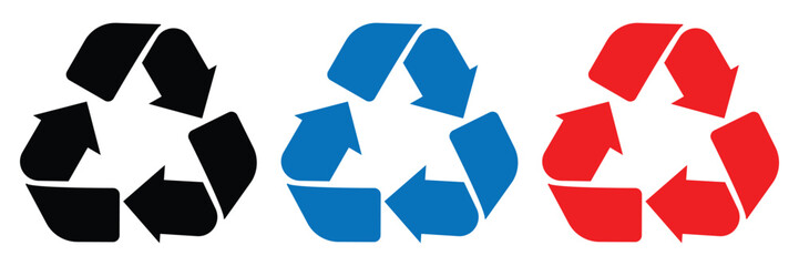 Recycle Symbol Icon, colourfull Arrows vector set.