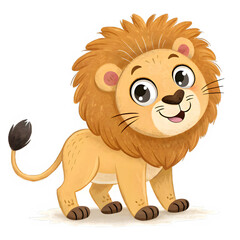 Obraz premium Cute cartoon lion illustration for kids books and animal themed designs and graphics for children's projects