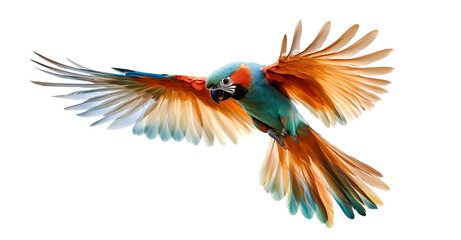 Fototapeta premium Vibrant Macaw in Flight Illustration