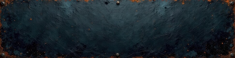 Rough, black metal plate with deep scratches and rust , grunge texture, detail