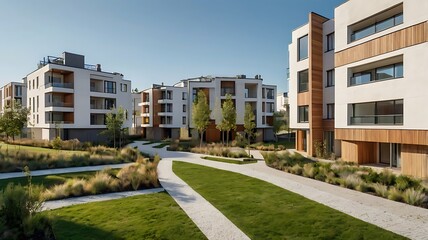 Modern residential area with apartment buildings