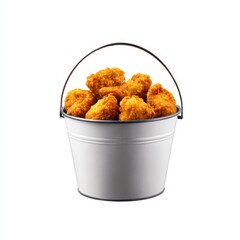 Bucket full of nuggets isolated on white background
