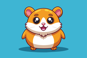 Naklejka premium This charming cartoon hamster displays a joyful expression, featuring a fluffy orange body and white belly, perfect for capturing hearts with its playful demeanor.