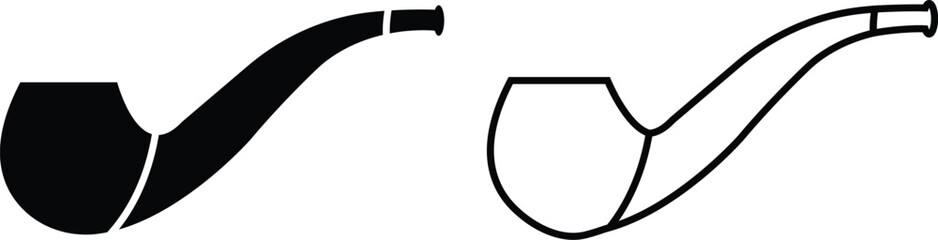 Tobacco pipes icon set. Cigarette vector logo design Smoking Pipe silhouette collection isolated on transparent background Vintage old fashion addiction tool cigarette usually smoked by elderly people