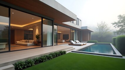 Fototapeta premium Modern building exterior in natural setting