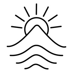 Abstract Line Art Logo of Mountain and Ocean