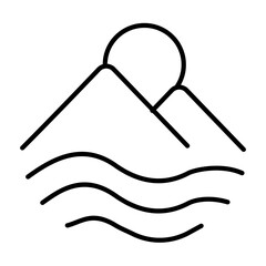 Abstract Line Art Logo of Mountain and Ocean