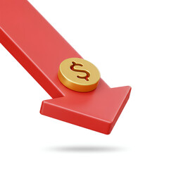 financial decrease red arrow 3d icon