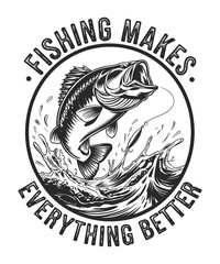 Summer Lake & Fishing Png Design.