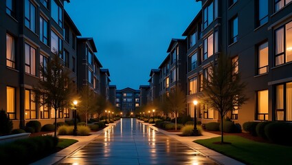 Nighttime urban street scene