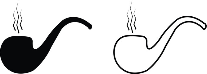 Tobacco pipes icon set. Cigarette vector logo design Smoking Pipe silhouette collection isolated on transparent background Vintage old fashion addiction tool cigarette usually smoked by elderly people