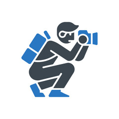 Photographer Crouching Position Icon