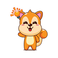 Cute squirrel cartoon vector illustration get an idea
