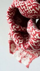 close up of a red and white object