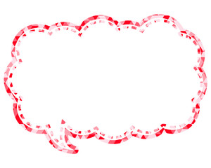 ステンドグラス風吹き出し　三角形模様　細長い雲形