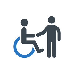 Fototapeta premium Wheelchair User With Assistant Icon