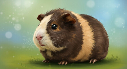 Fototapeta premium Cute Guinea Pig Digital Painting