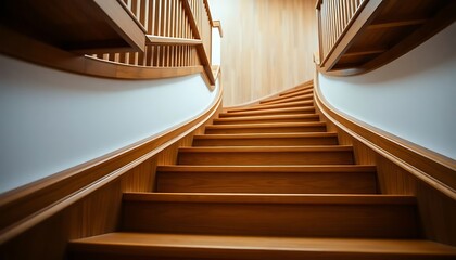 Obraz premium set of wooden stairs leading up to a second floor