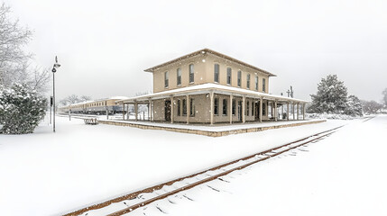 Snowy Train Station: Winter's Beauty