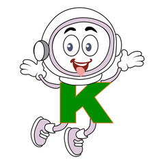  Alphabet for kids. Letter K with arms and legs. Cartoon PNG. Transparent background