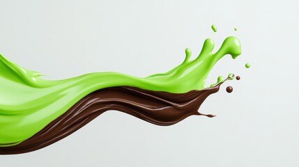 Fototapeta premium Dubai Chocolate Kunafa Pistachio on white background,Dubai Chocolate bar with green kadayif and pistachio spread,popular and viral chocolate 2024,space for text.