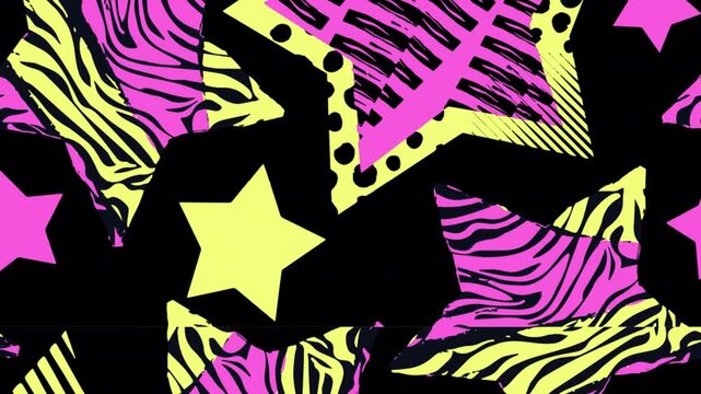 Retro Funky Stars Pattern with Zebra Print