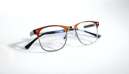 pair of glasses sitting on top of a white surface
