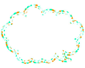 ステンドグラス風吹き出し　三角形模様　丸みのある雲形