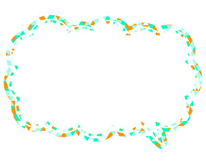 ステンドグラス風吹き出し　三角形模様　細長い雲形