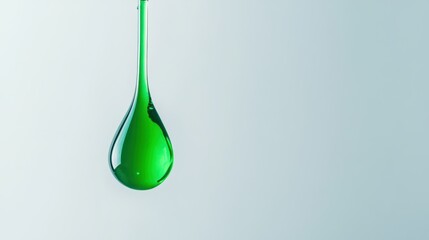 Fototapeta premium Closeup of Green skincare,A drop of transparent cosmetic gel on a green background,product liquid bubble,serum drops scattered ,Collagen gel,Aloe Vera cosmetic gel,The concept of natural cosmetics.