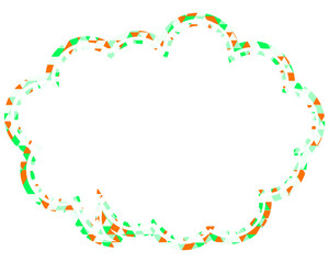ステンドグラス風吹き出し　三角形模様　丸みのある雲形