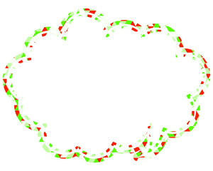 ステンドグラス風吹き出し　三角形模様　丸みのある雲形