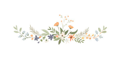 Soft watercolor floral bouquet in pastel tones