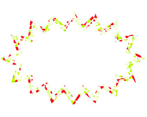 ステンドグラス風吹き出し　三角形模様　細長いギザギザした形