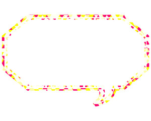 ステンドグラス風吹き出し　三角形模様　細長い八角形