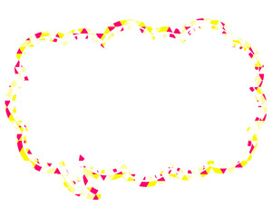 ステンドグラス風吹き出し　三角形模様　細長い雲形