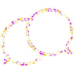 ステンドグラス風吹き出し　三角形模様　重なる会話